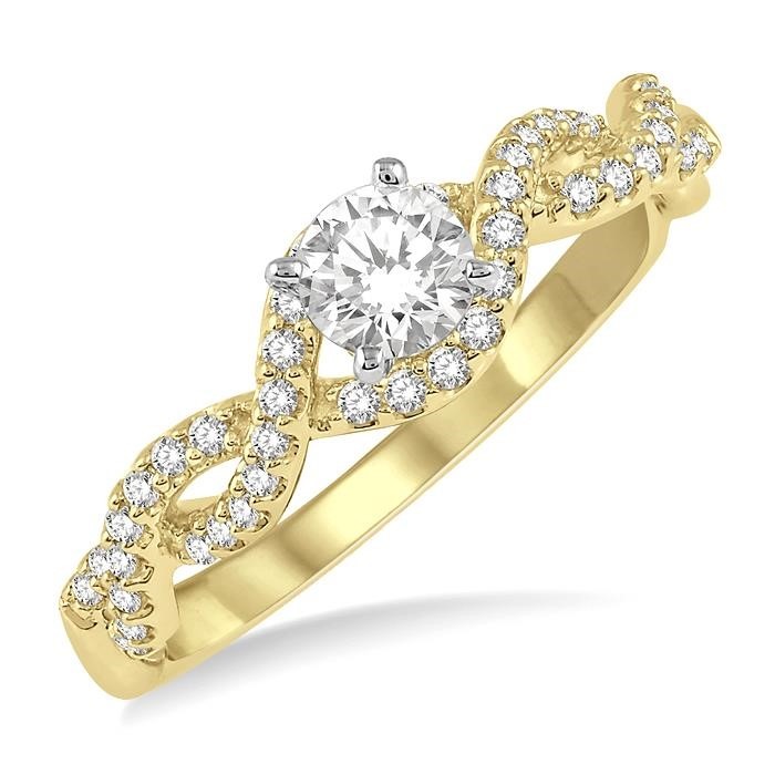 Round Shape Semi-Mount Diamond Engagement Ring 258J7DHFHWG-SM – 14 Kt Yellow & White Gold, 4