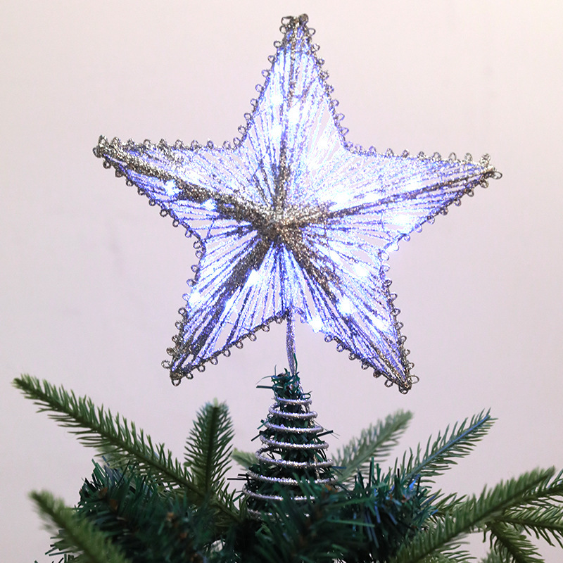 Weihnachtsbaum-Spitzenstern aus Eisen, mit Beleuchtung