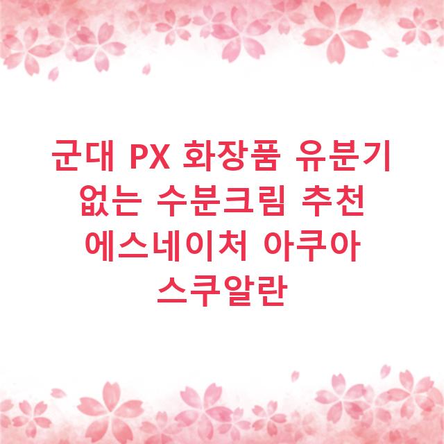 군대 PX 화장품 유분기 없는 수분크림 추천 에스네이처 아쿠아 스쿠알란
