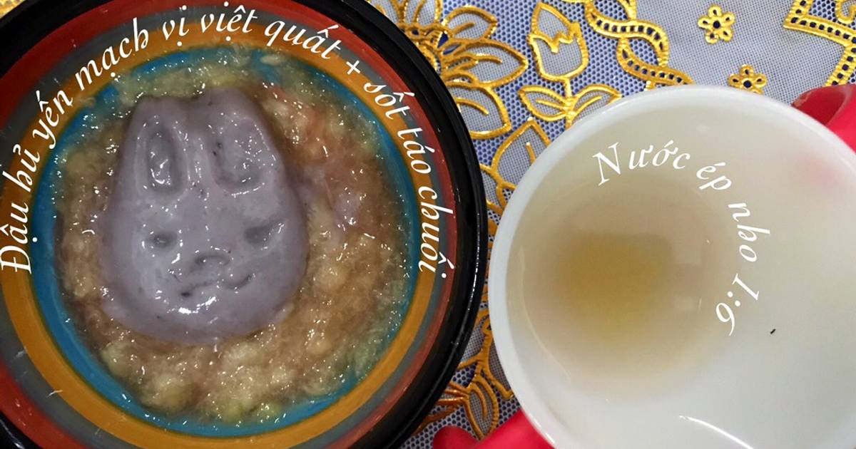 Ăn nhẹ ăn dặm: pudding yến mạch việt quất sốt táo chuối