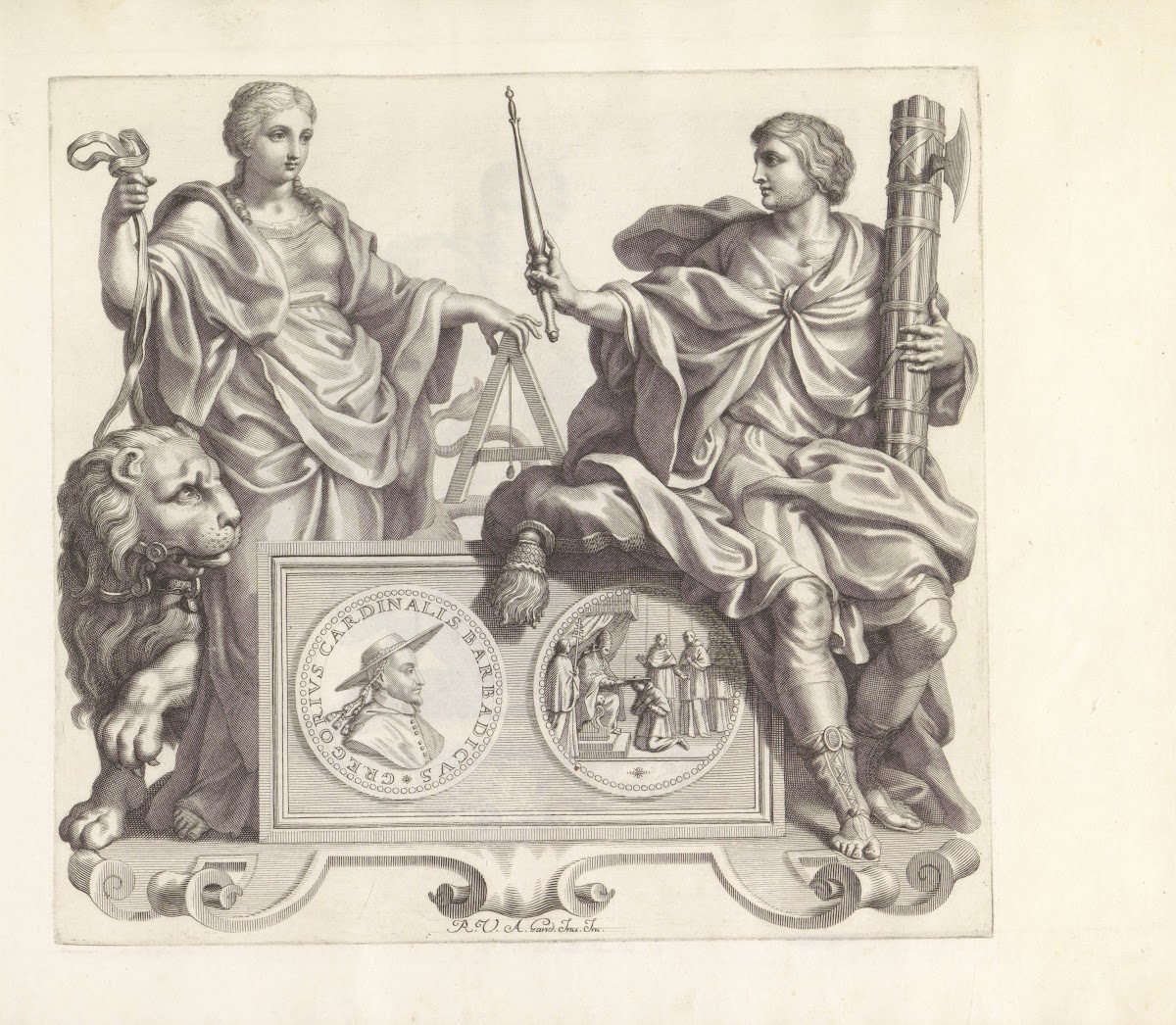 Portret van Gregorio Barbarigo en de personificaties van Ethica en Autoriteit 16