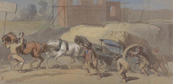 A Struggle With a Load of Clay 1855