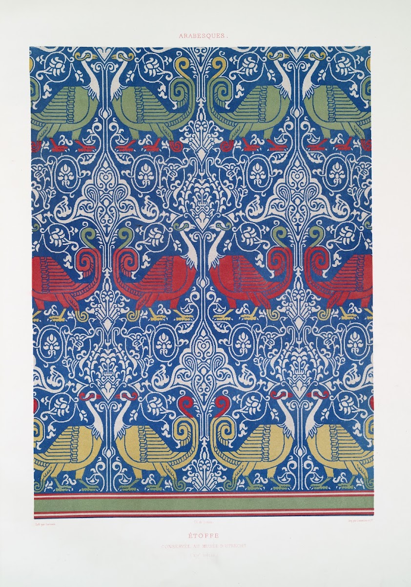Arabesques étoffe conservée au musée Utrecht XIVe siècle 1877