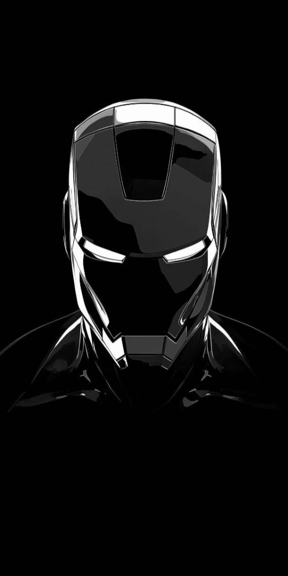 Monochrome Iron Man Armor Portrait Illustration - Free 4K mobile Wallpaper