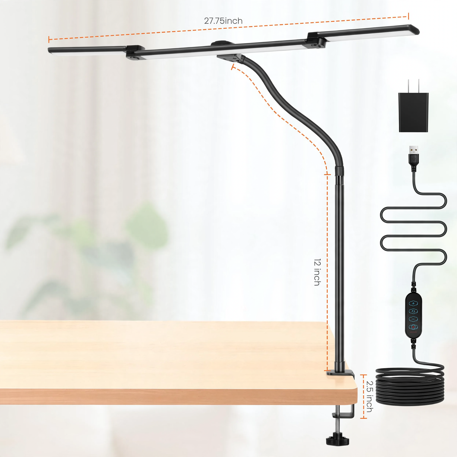 Dreifach-LED-Schreibtischlampe mit Klemmvorrichtung