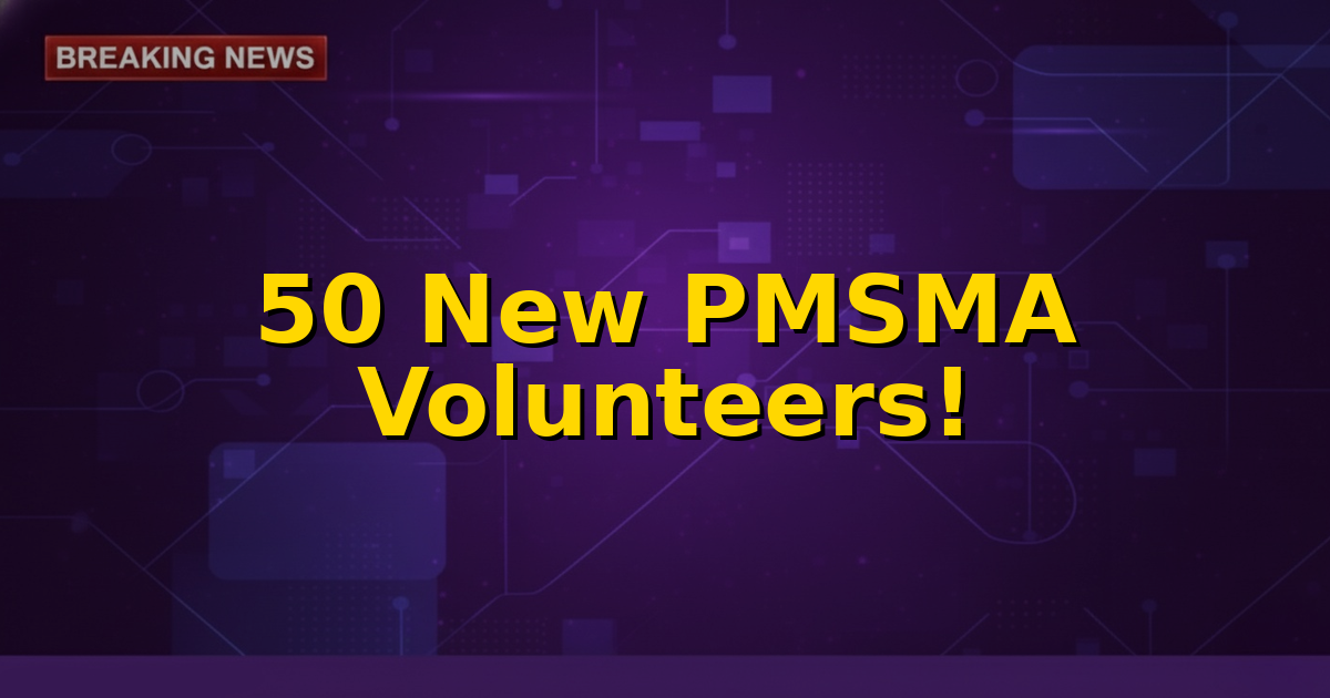 A graphic depicting the Pradhan Mantri Surakshit Matritva Abhiyan logo with smiling pregnant women and healthcare workers, highlighting 50 new volunteers.