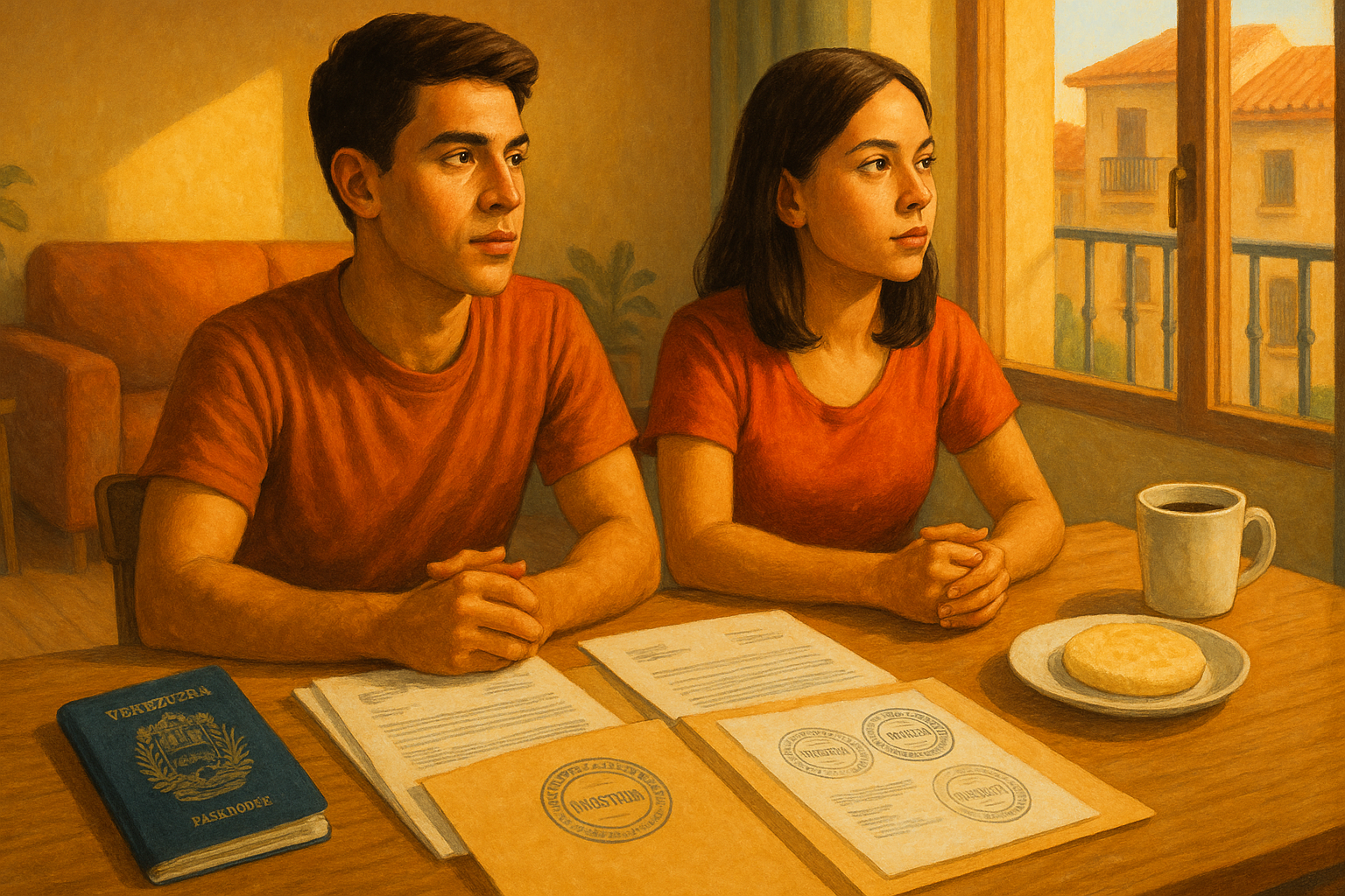 Venezolanos en España organizando documentos para homologación y equivalencia de títulos