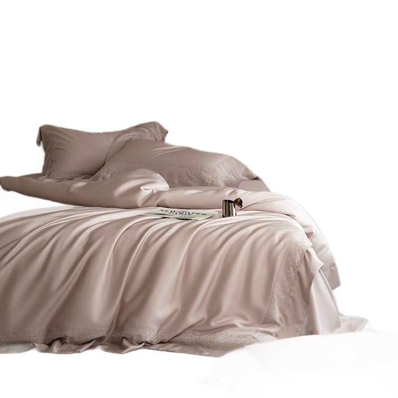 Cotton bedding set with embroidery, 4-piece