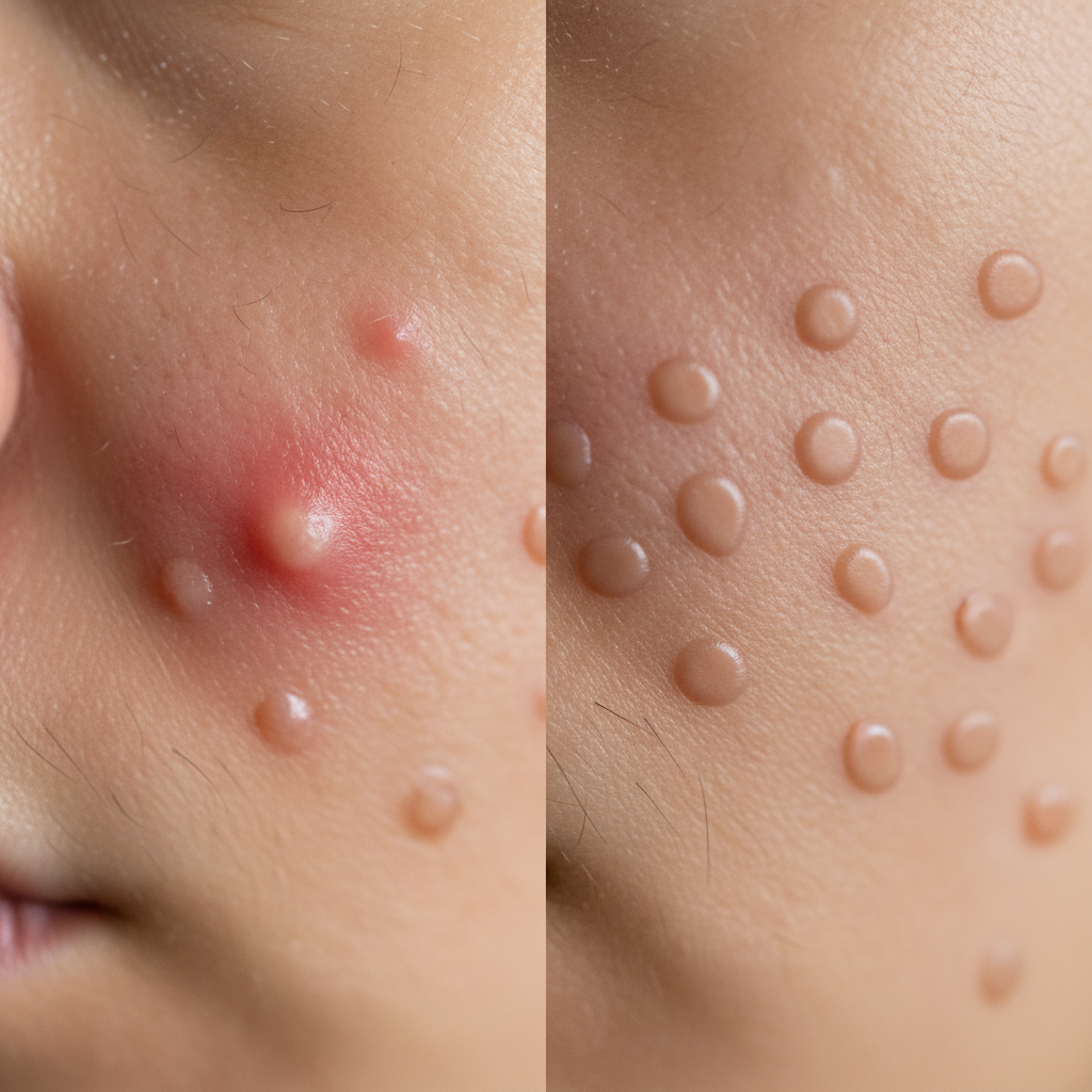 🔍 여드름 vs 편평사마귀 구별법