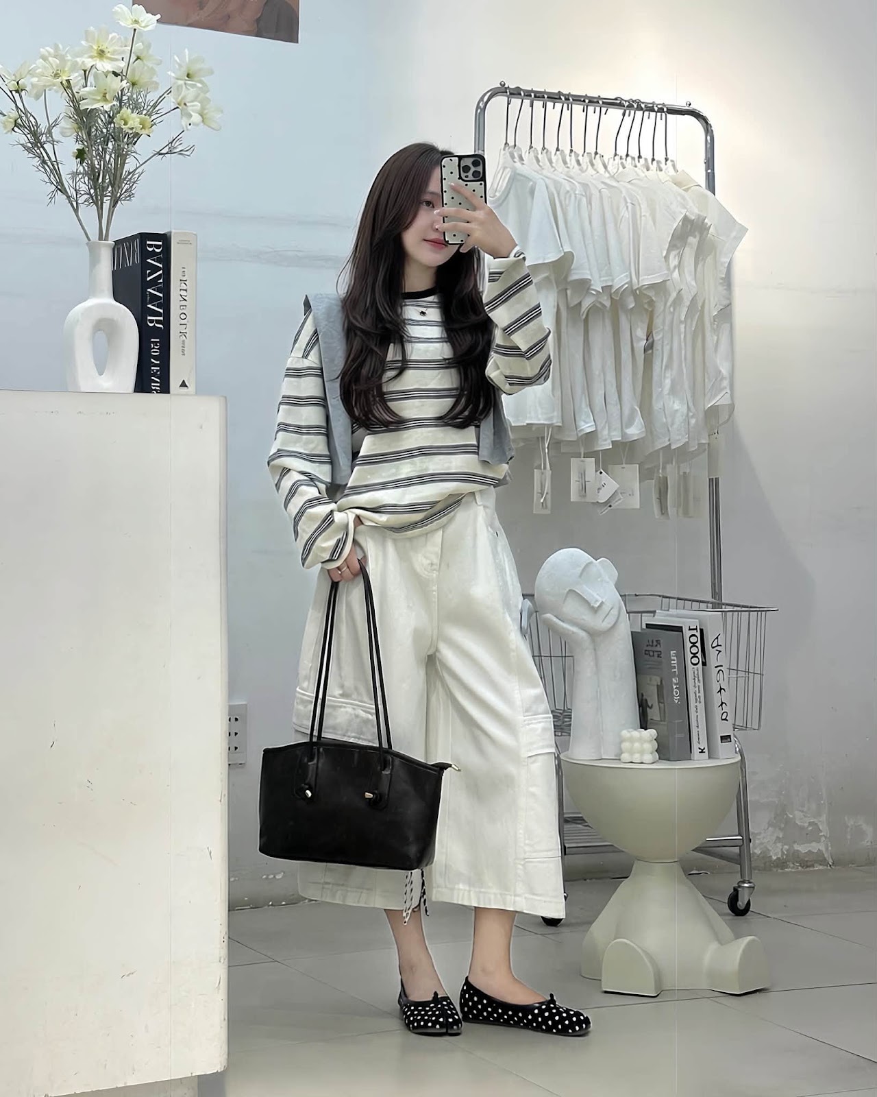 Áo thun dài tay sọc ngang thêu hình chú chó XONXEN SHOP 11355 – Image 7