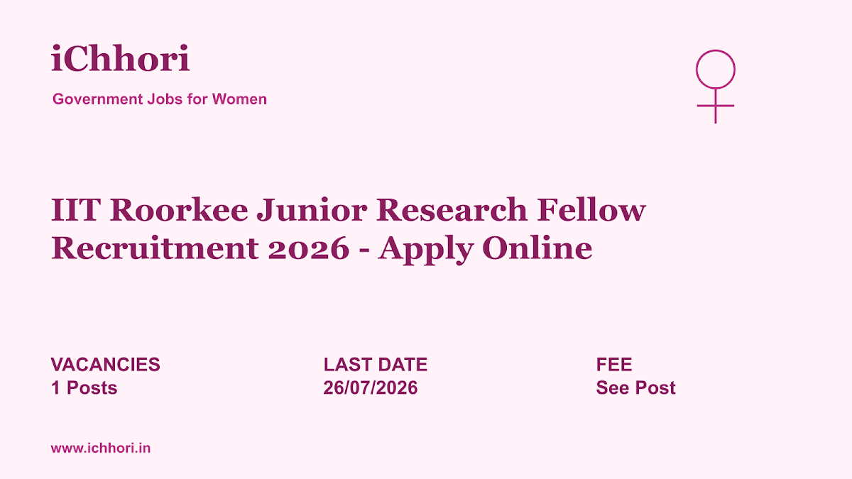 IIT Roorkee Junior Research Fellow Recruitment 2026 - Apply Online - iChhori