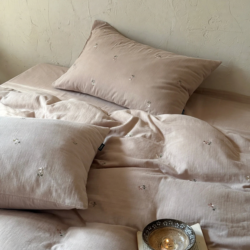 Cotton bedding, 4-piece, double-layer, embroidered