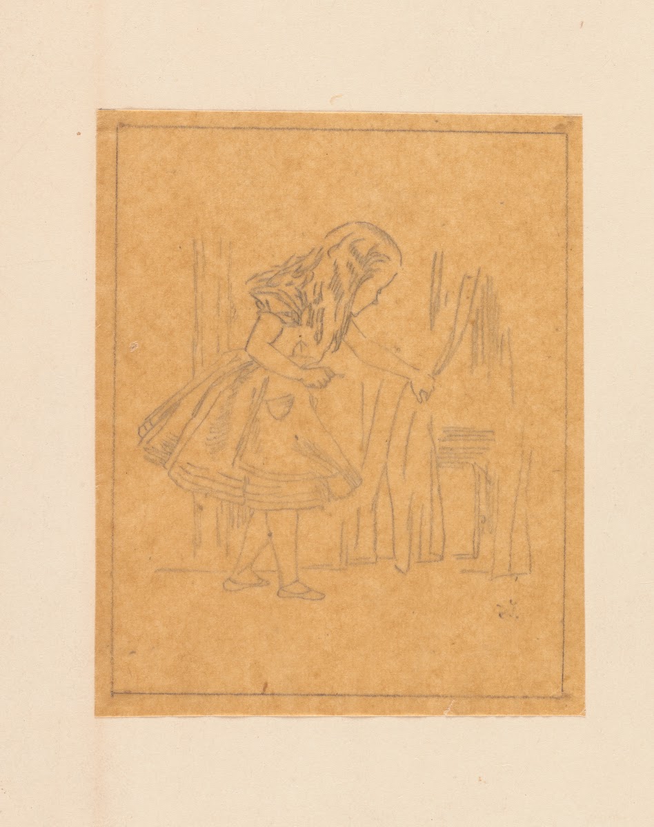 Tracing of Alice looking for the door 1866