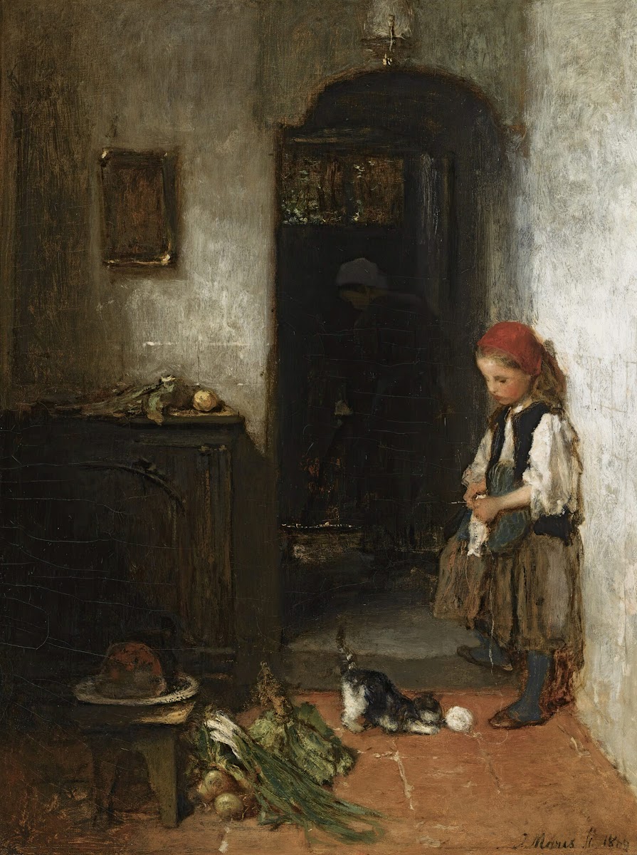 A Girl With A Playing Kitten 1869