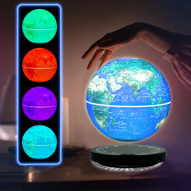 Magnetically levitating globe with LED lighting