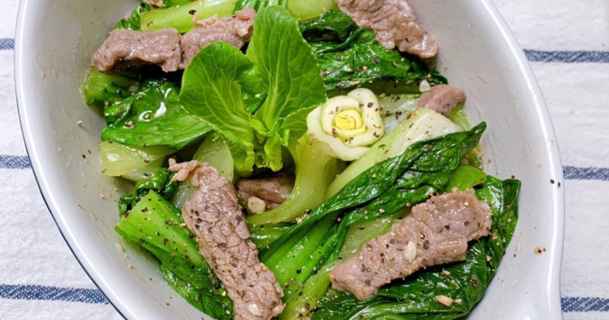 Cải thìa xào thịt bò