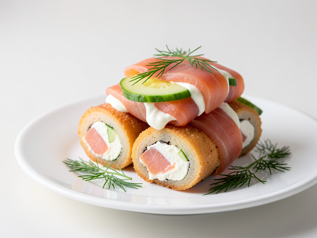 Яичные роллы с начинкой из лосося и крем-сыром