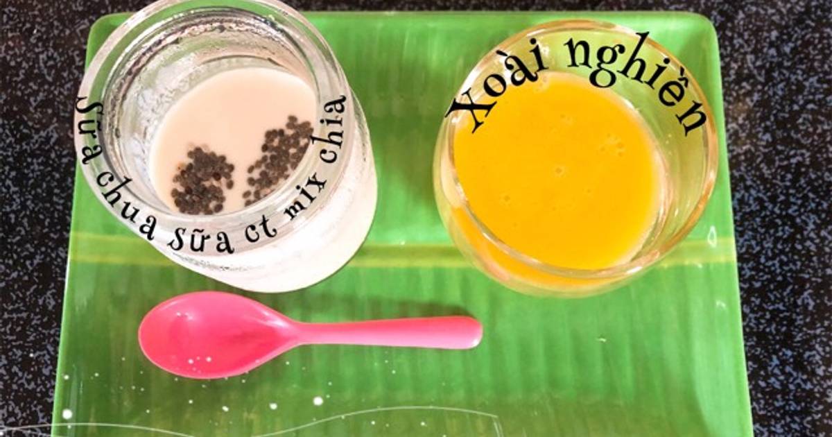 Ăn dặm - Bữa phụ - Sữa chua sữa ct mix chia, xoài nghiền