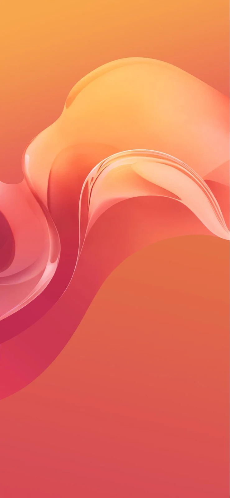 Abstract Peach Fluid Waves - Digital Abstract Art iPhone Wallpaper (946x2048)