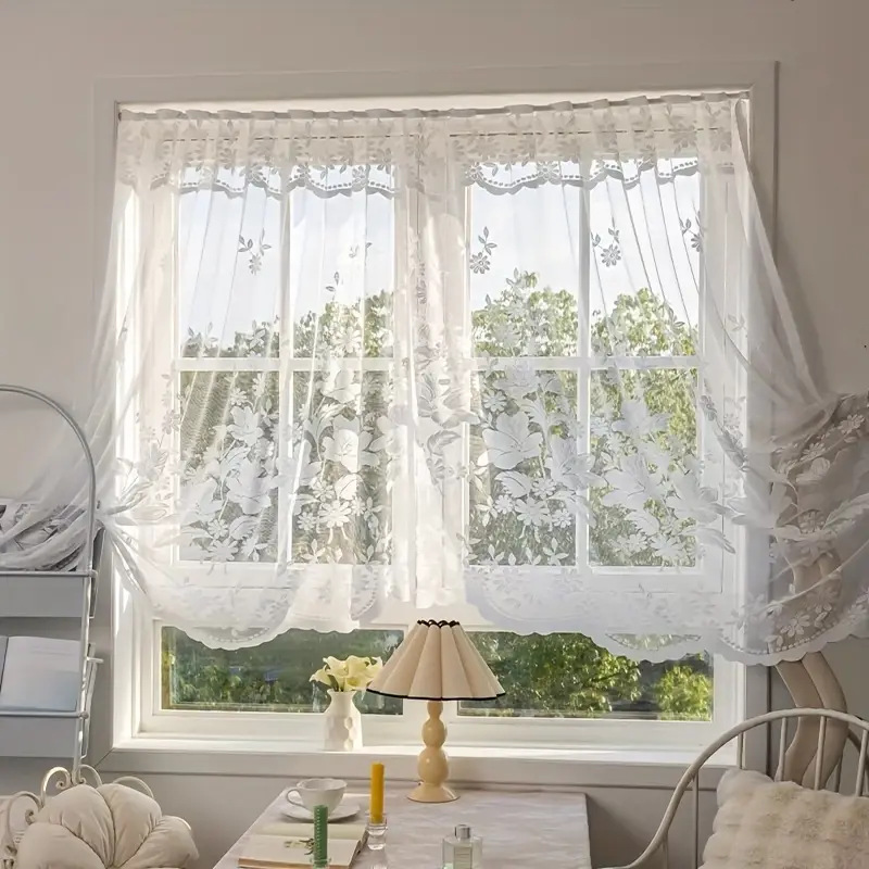 Lace curtain with floral pattern, 300×160 cm