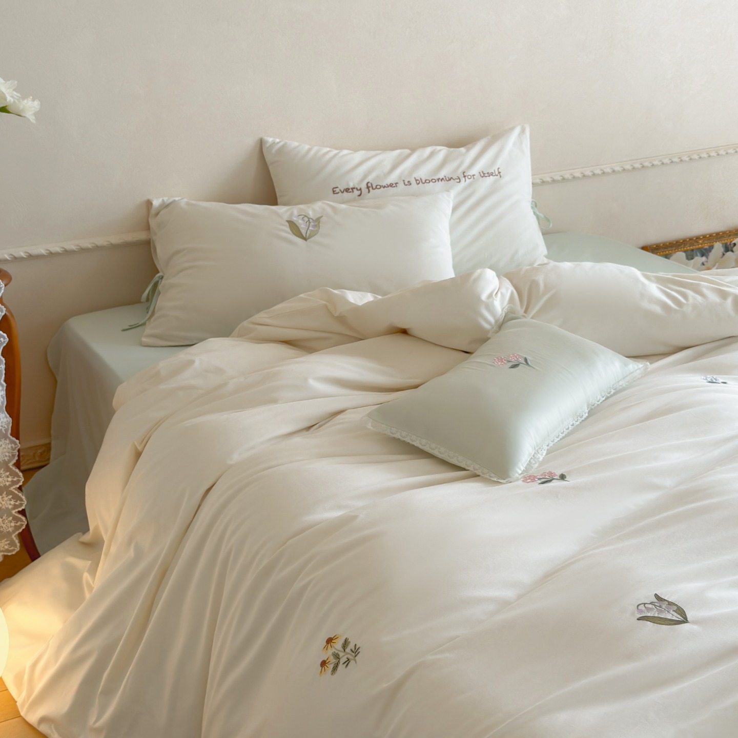 Cotton Bedding Set, 4-piece, with Embroidery