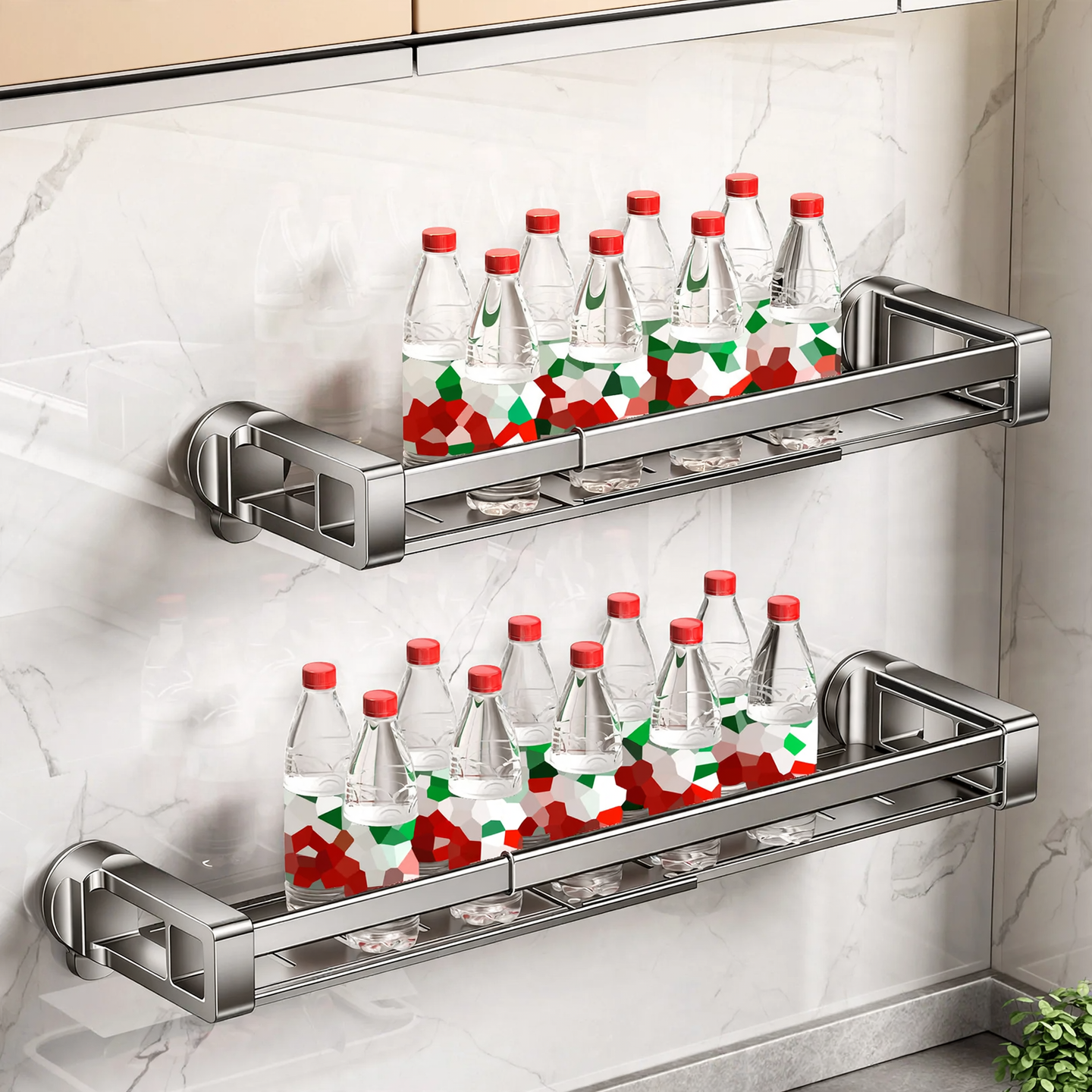 Pull-out wall shelf for spices, no drilling