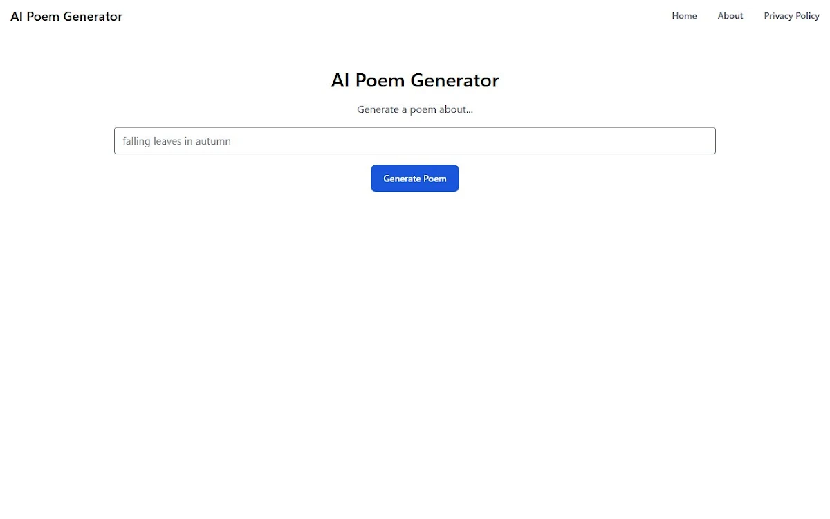 Captura de AI Poem Generator