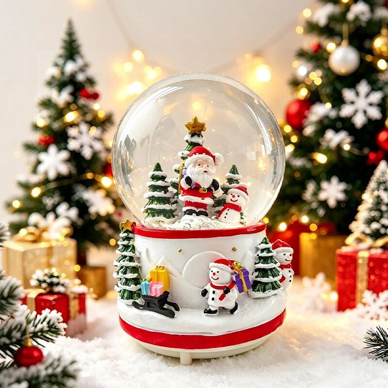 Weihnachts-Schneekugel mit Musik und Licht