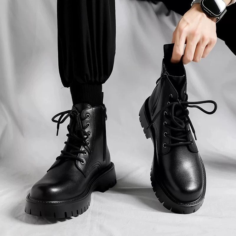 Men's ankle boots with a side zipper, High-Top
