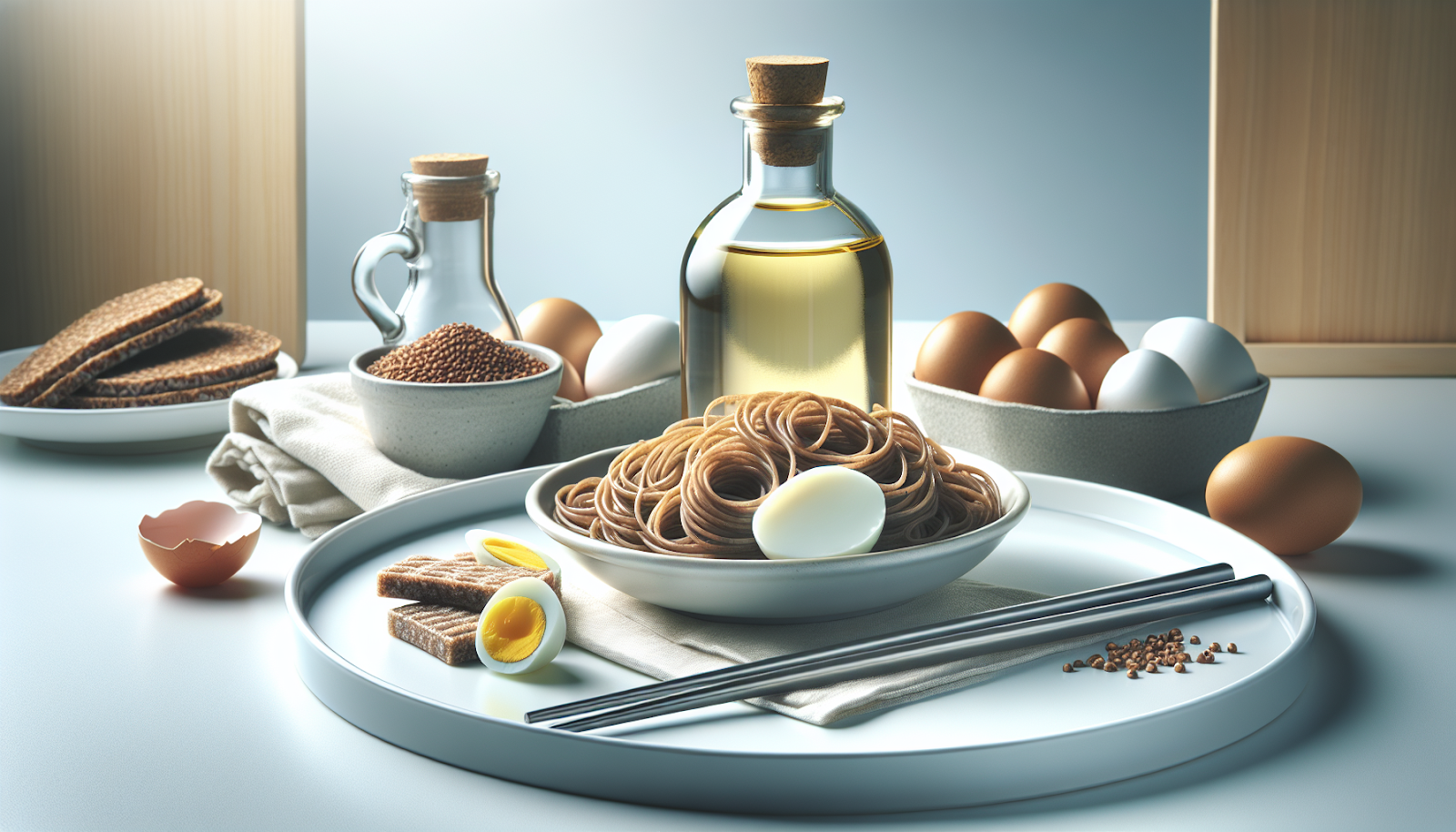 Buckwheat noodles with perilla oil showing health benefits for weight management and blood sugar control