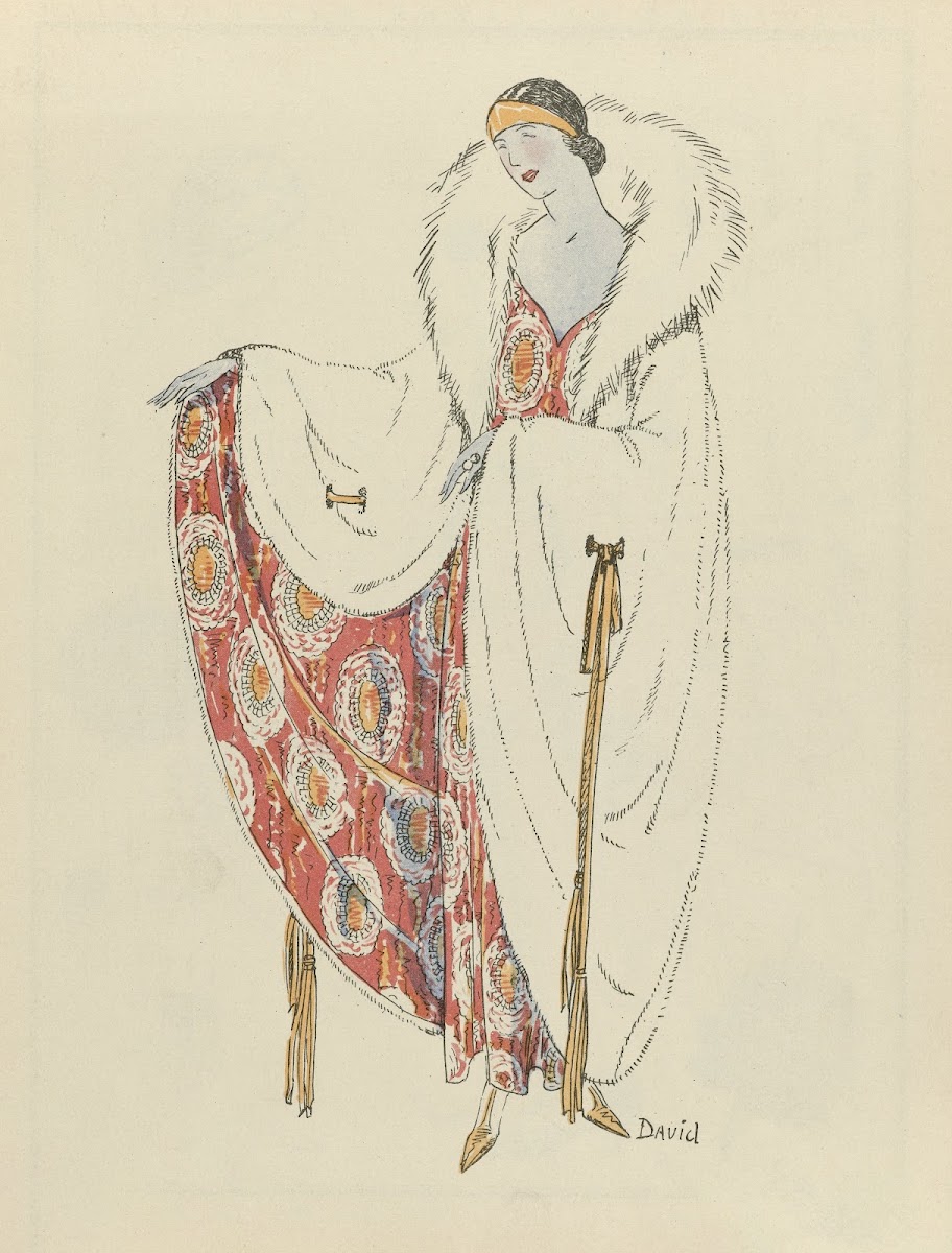 Gazette du Bon Ton 1922  No 9  Hermine et lamé argent et or  Tissu de Bianchini