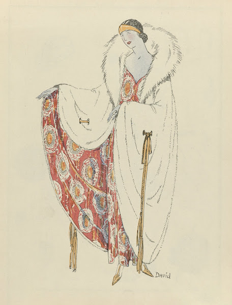 Gazette du Bon Ton 1922  No 9  Hermine et lamé argent et or  Tissu de Bianchini