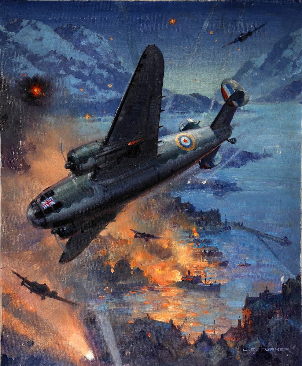 Bombing scene Description Hudson bombers on a coastal raid between 1939 and 1946