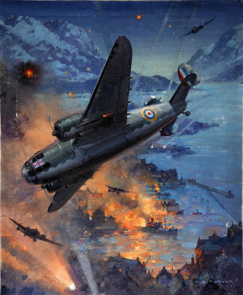 Bombing scene Description Hudson bombers on a coastal raid between 1939 and 1946