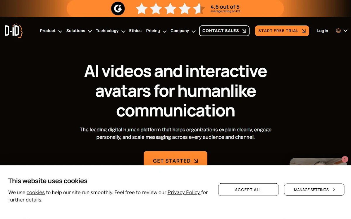 Captura de D-ID Creative Reality Studio