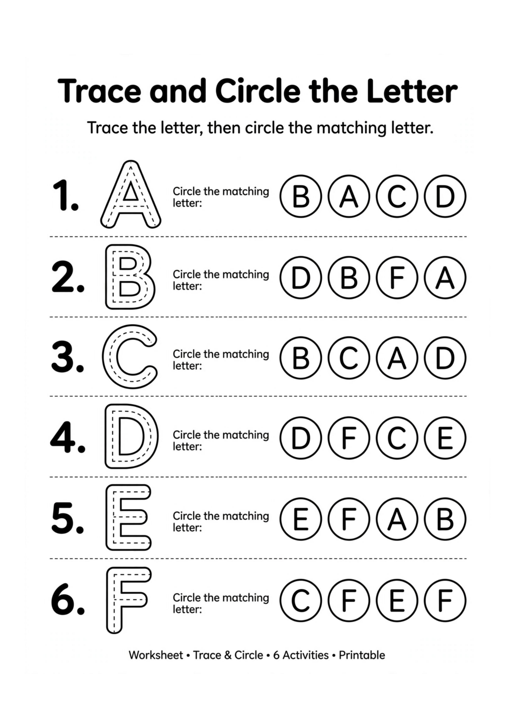 Trace and Circle the Letter Worksheet