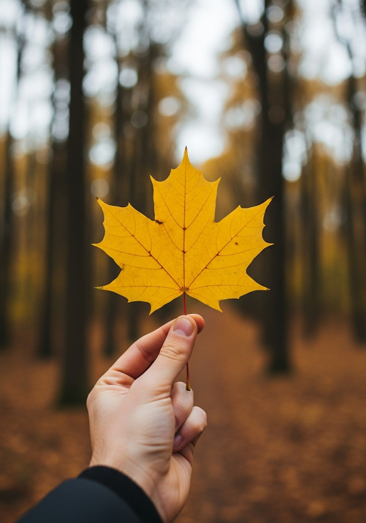 Hand Holds Perfect Yellow Maple Leaf