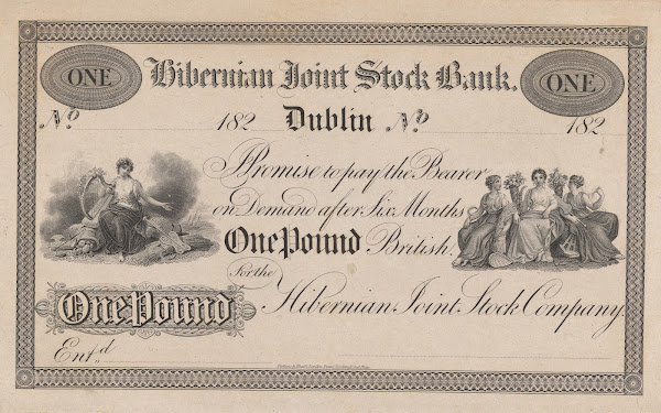 Hibernian Joint Stock Bank Dublin one pound note 1820 1829