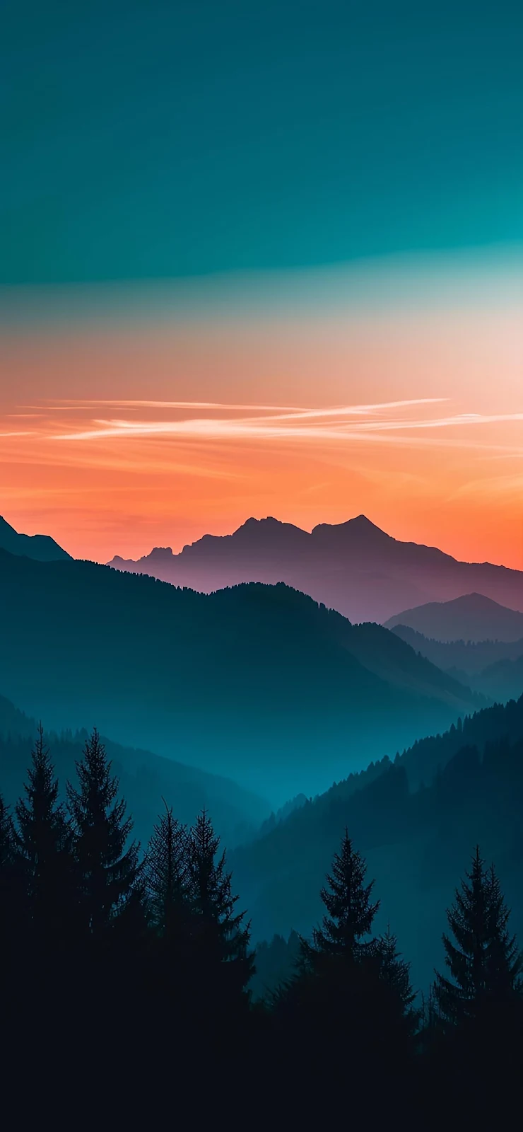 Mountain Range, Sunset, Nature, Scenery Full HD iPhone Wallpaper Background (1284x2778)