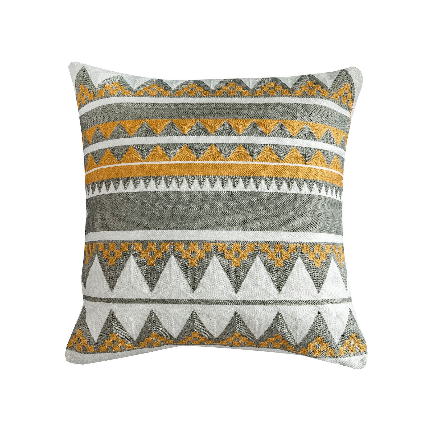 Embroidered cushion cover with stripe pattern, 45×45 cm