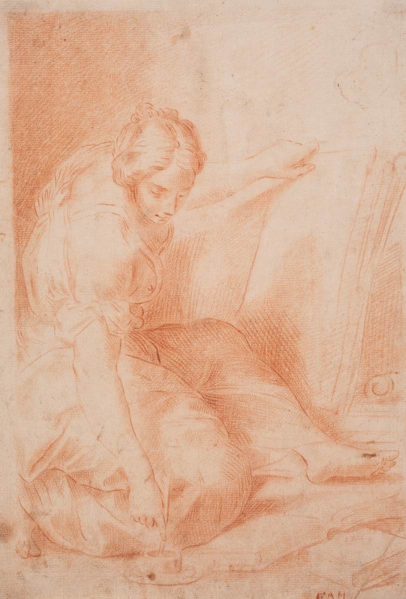 Kvinde skrivende i en foliant Fama 1671  1738