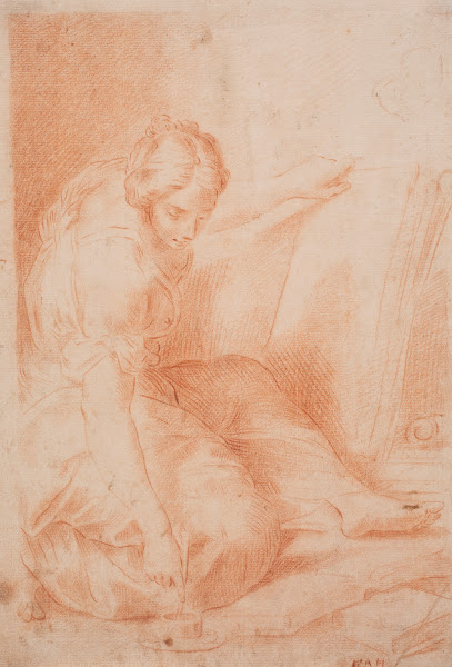 Kvinde skrivende i en foliant Fama 1671  1738