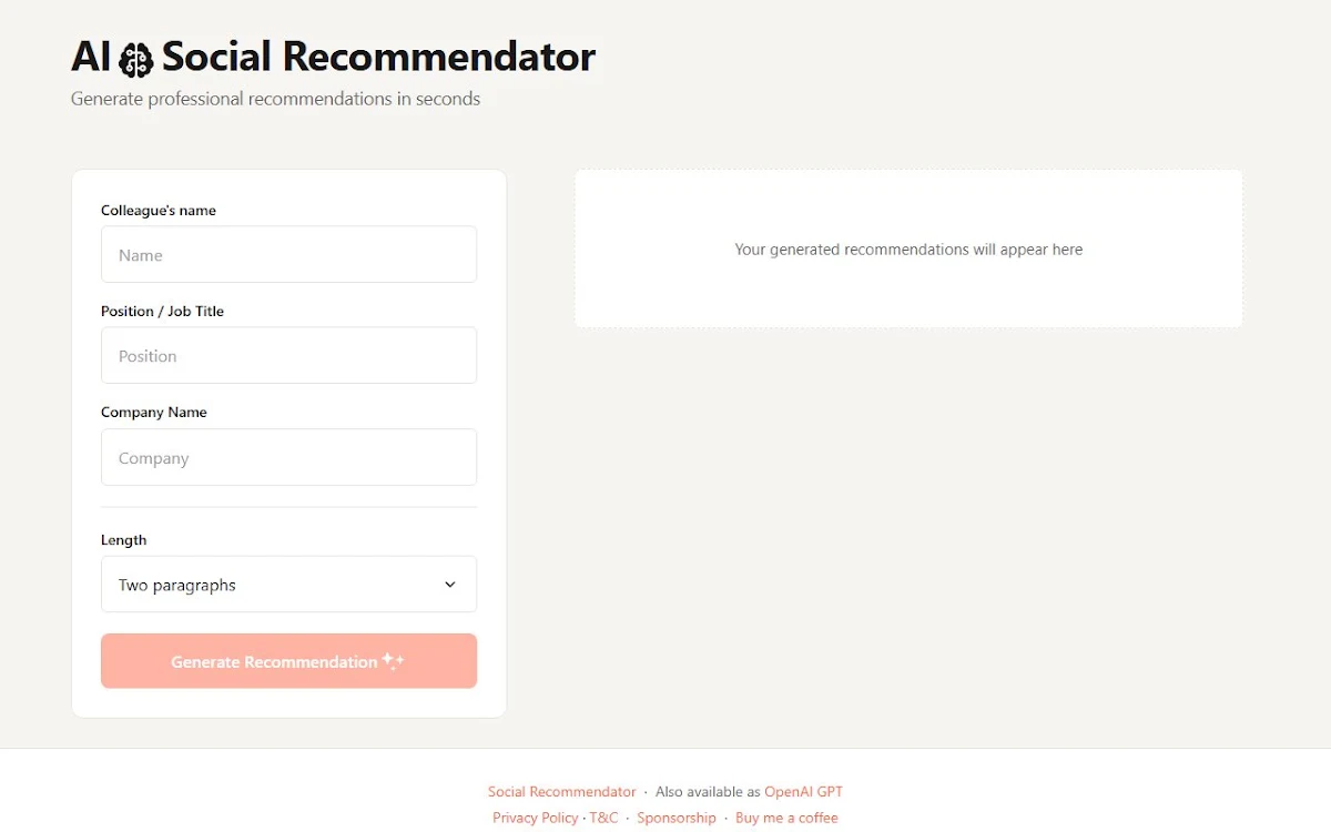 Captura de AI Social Recommendator