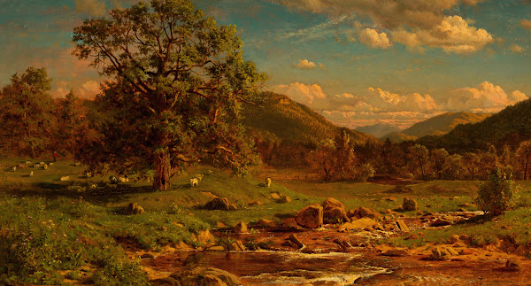 Grazing Sheep At Headwaters Of A Stream 1862