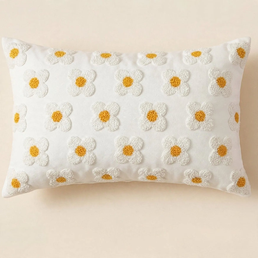 Geometric lumbar pillow, 30×50 cm, tufting design
