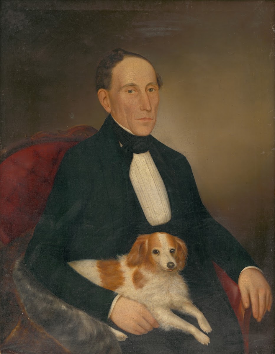 Portrait Of A Seated Man With A Dog 1853