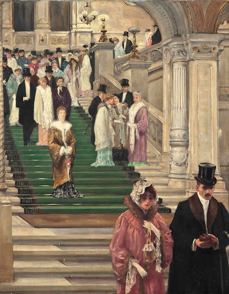 Dignitaries leaving the opera Vienna 1900