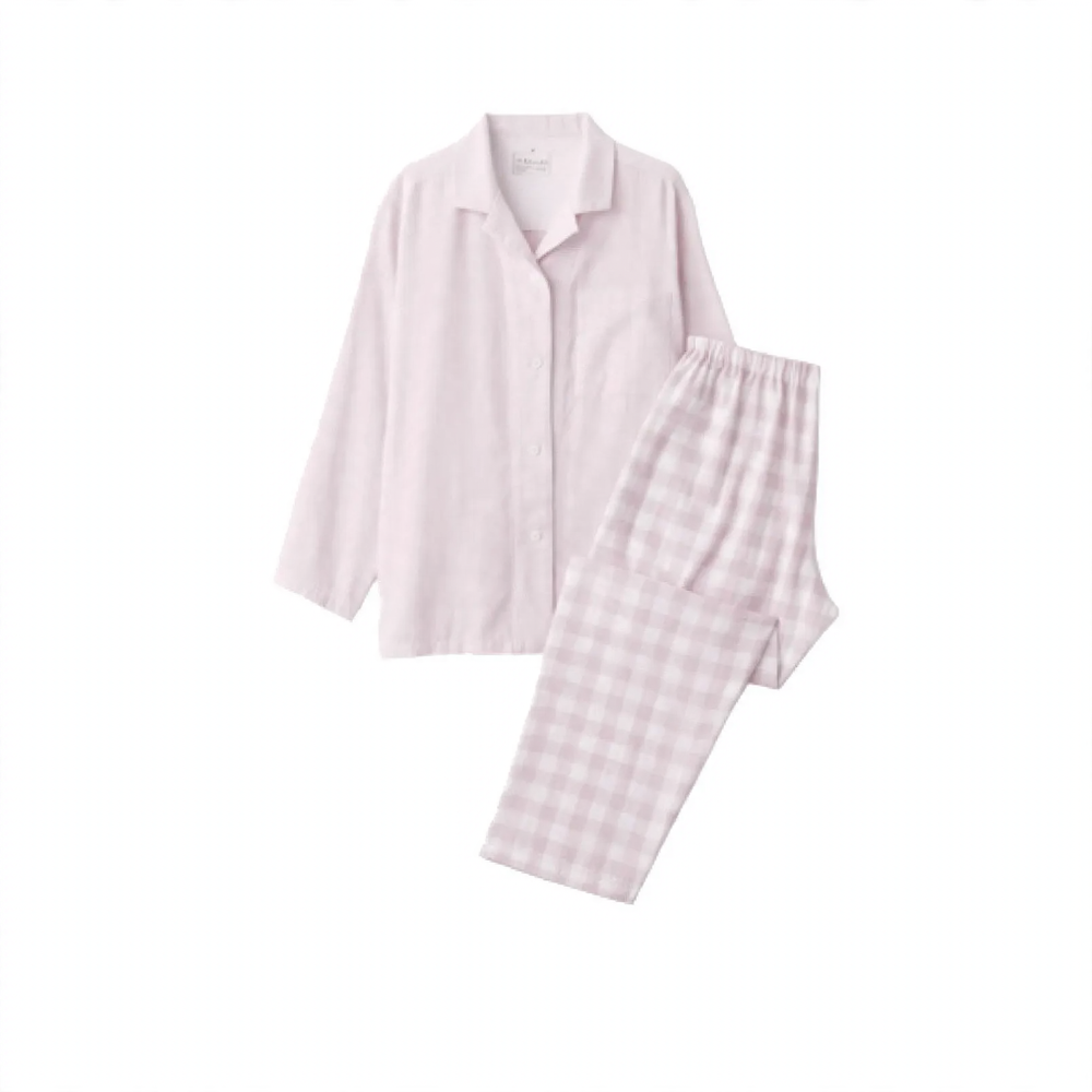 Doppellagiges Baumwoll-Pyjama-Set, kariert, japanischer Stil