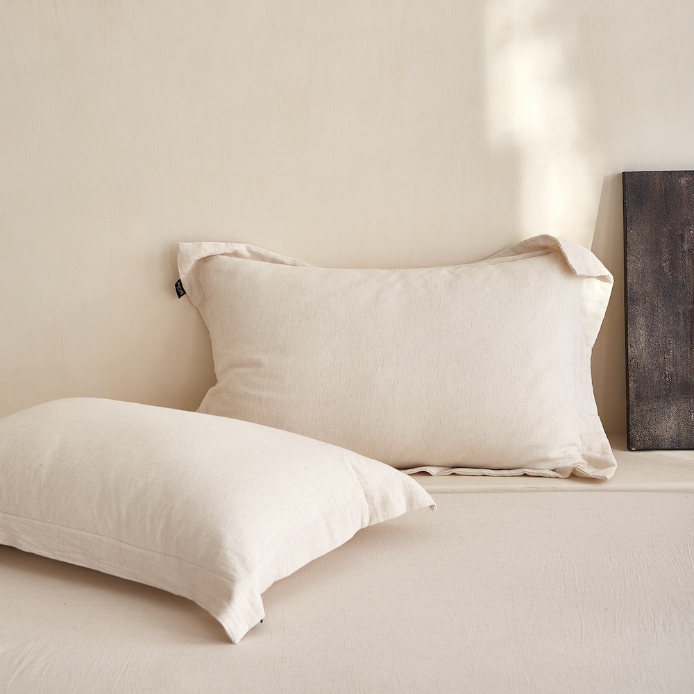 Cotton-Linen Pillow Covers, Pair