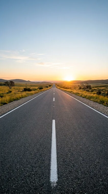 Empty Road Sunrise Perspective